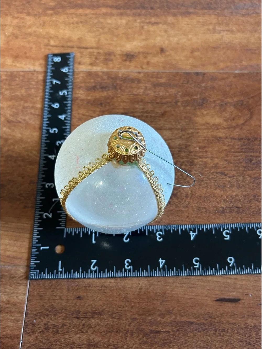 Vintage Hand-Painted Glass Christmas Ornament with Children Motif
